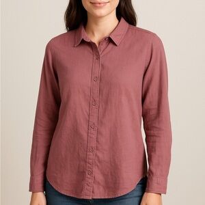 Needle & Cloth womens button down linen blend soft weave shirt M